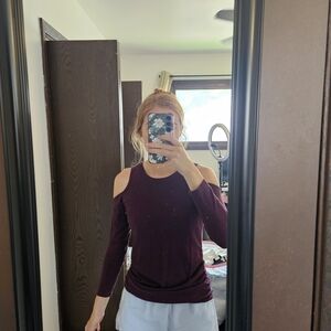 Hippie Rose Off-the-Shoulder Sweater in Deep Purple